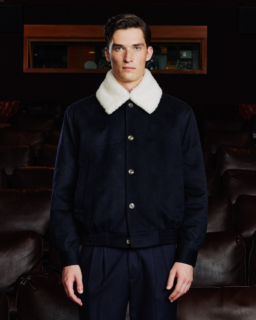 Blouson en laine Loden marine - 1