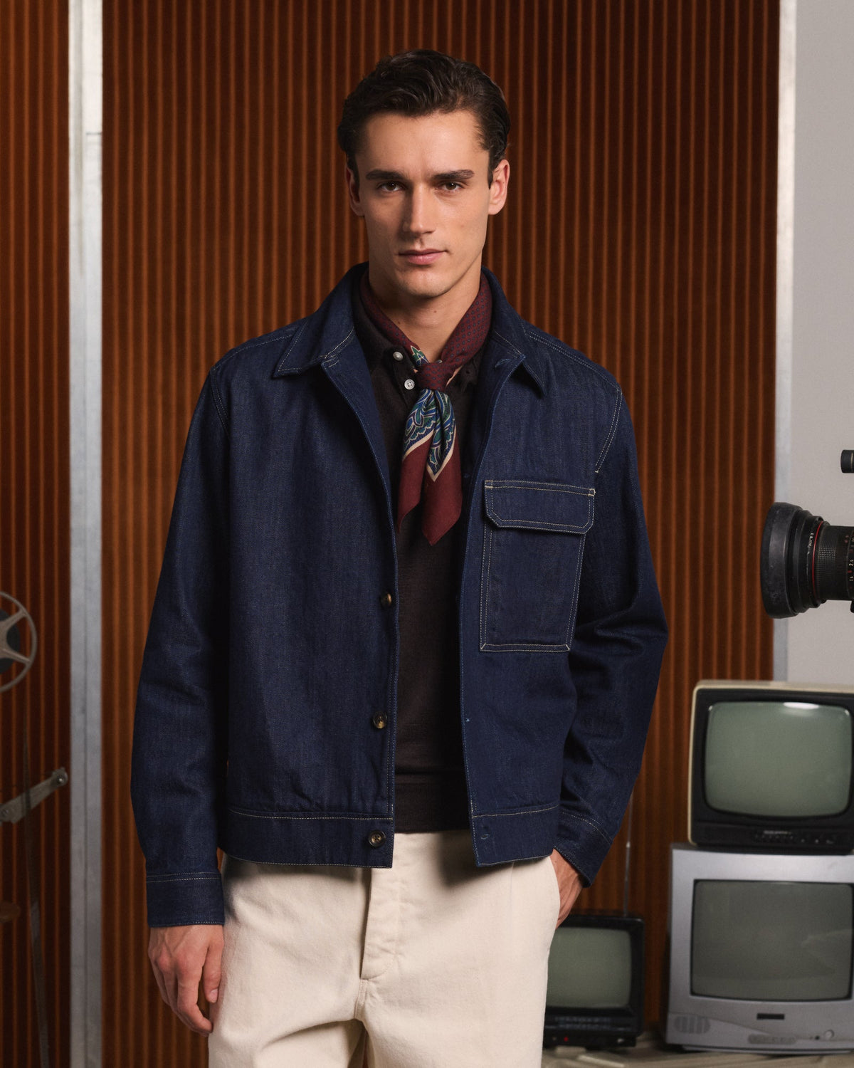 Blouson en laine marron - 3