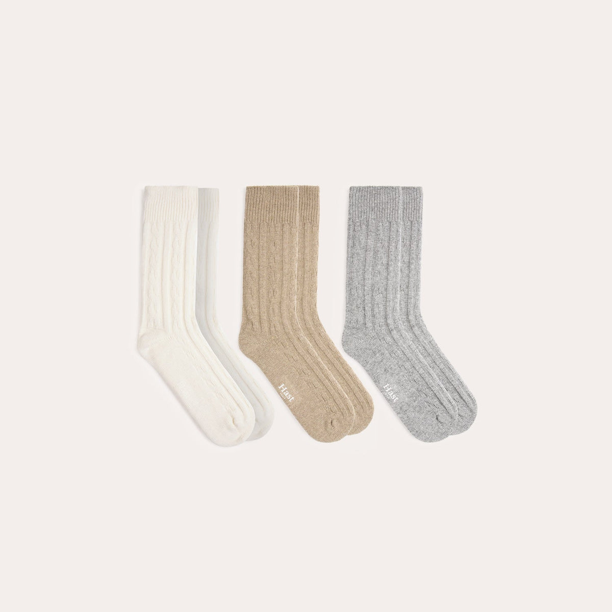 Pack de chaussettes en laine et cachemire grise, beige, écru - 2
