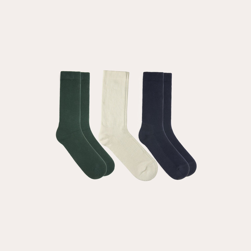 Pack de chaussettes en coton marine, vert, écru - 2