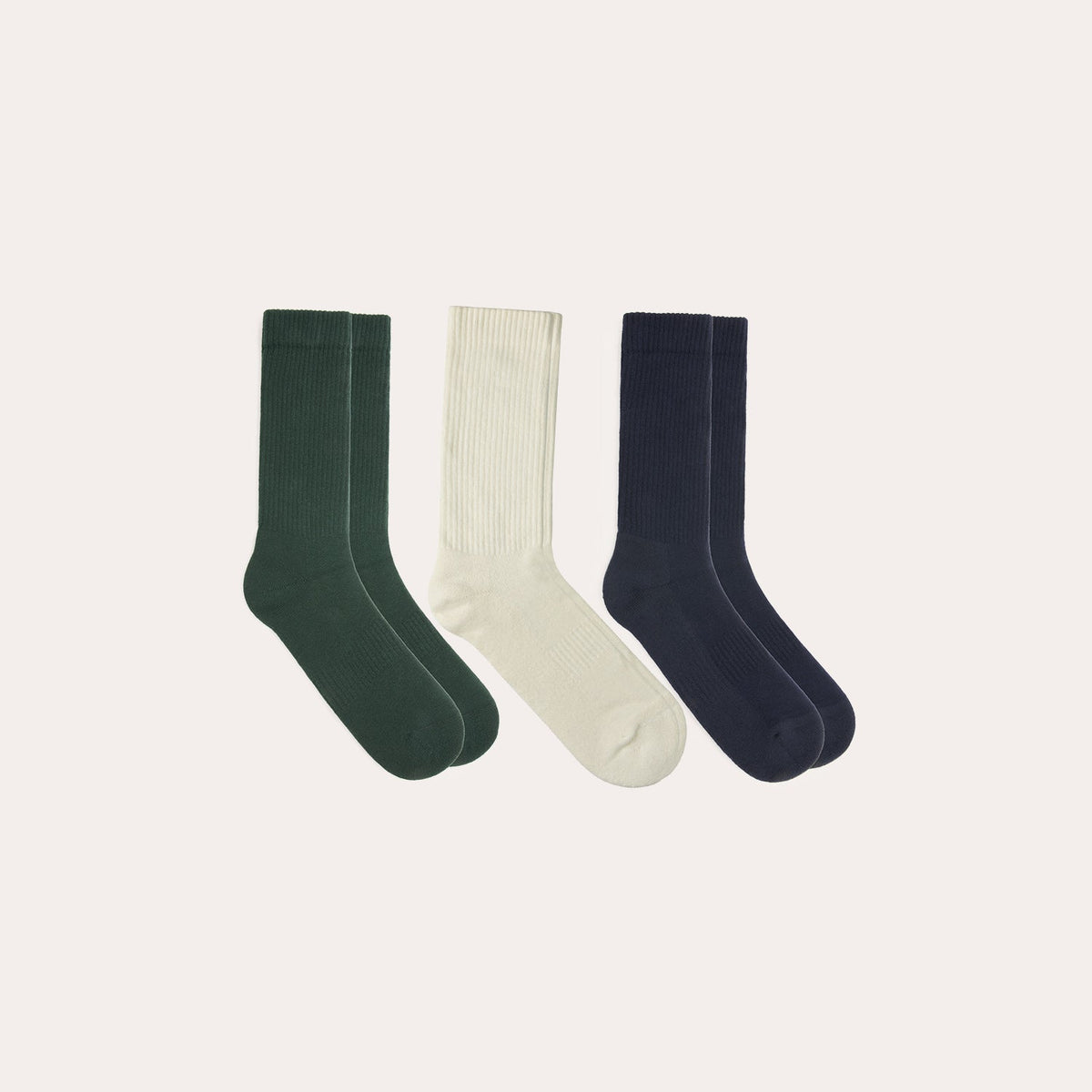 Pack de chaussettes en coton marine, vert, écru - 2