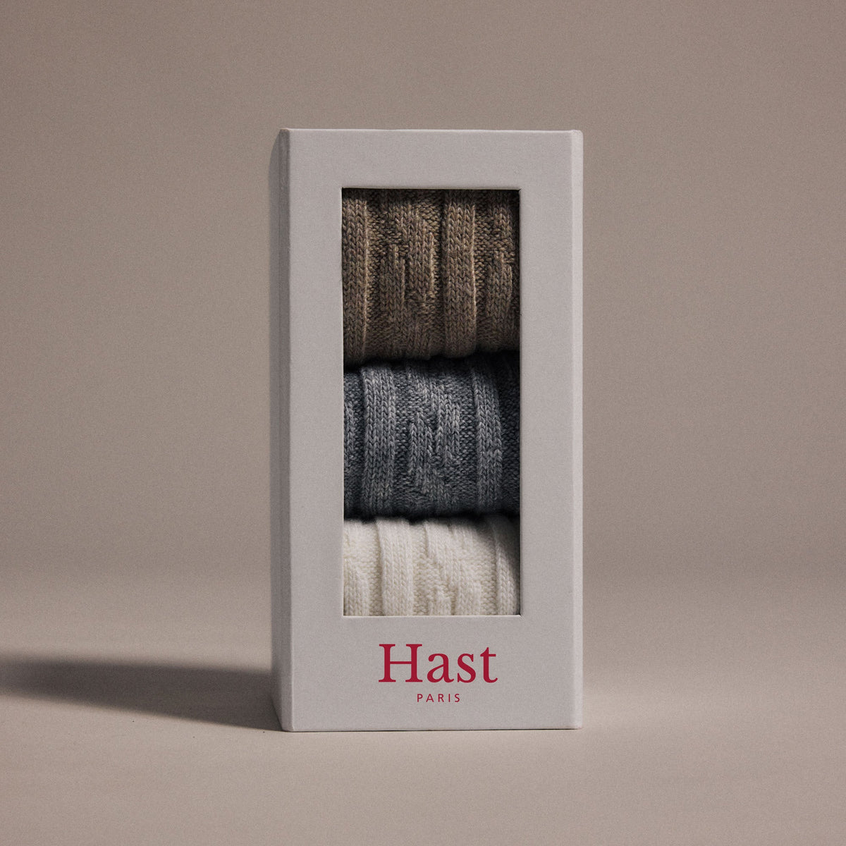 Pack de chaussettes en laine et cachemire grise, beige, écru - 1