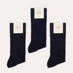 Pack de trois chaussettes marine en laine mérinos - 1