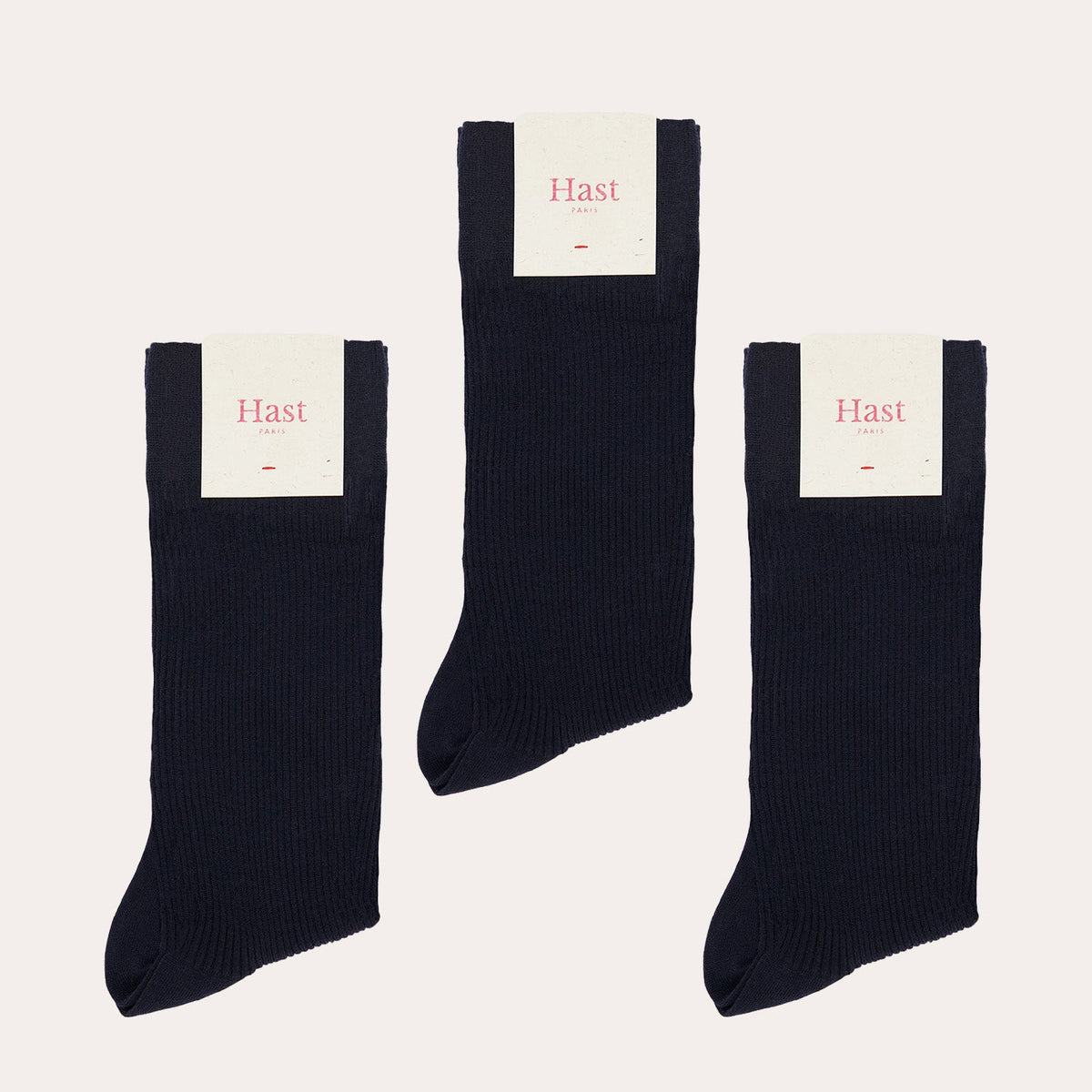 Pack de trois chaussettes marine en laine mérinos - 1