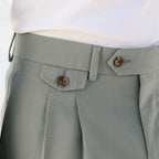 Pantalon à pinces en laine froide sauge - 2