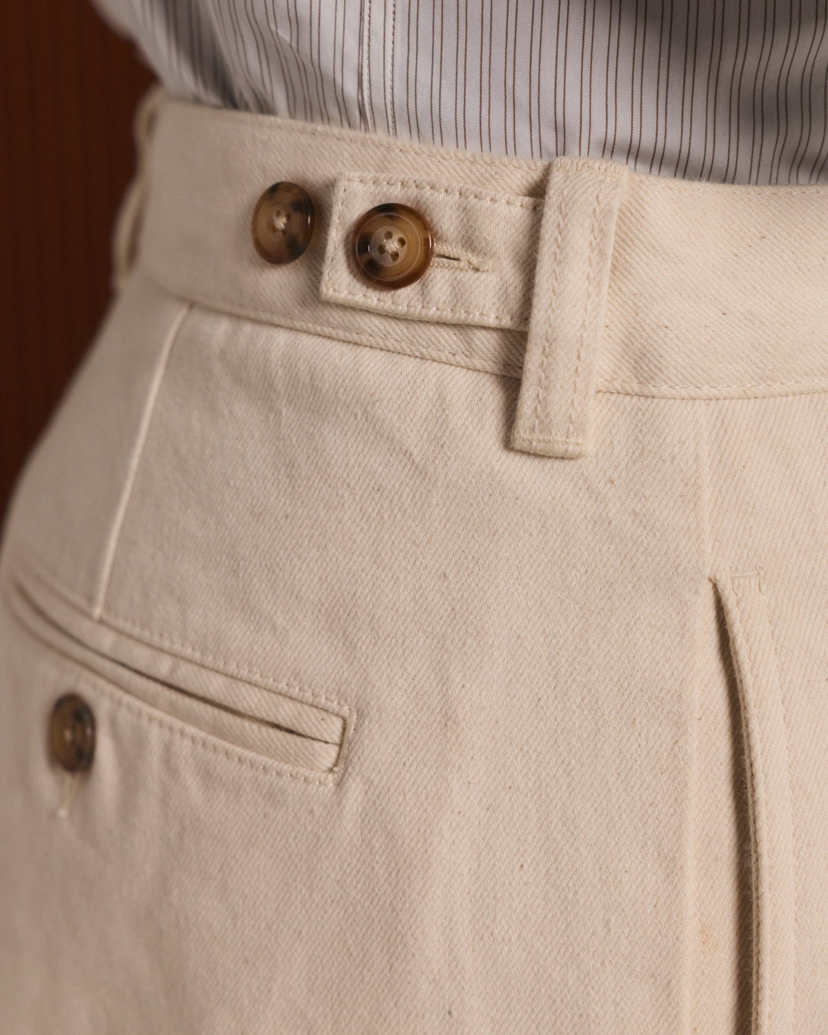 Pantalon jambe large en moleskine de coton vert - 6