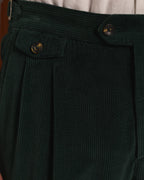 Pantalon à double plis en velours vert - 2