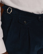 Pantalon à double plis en velours vert - 4