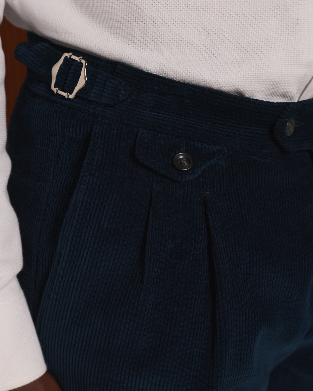 Pantalon à double plis en velours vert - 4