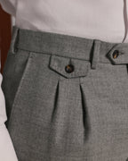 Pantalon à double plis en flanelle de laine grise - 2