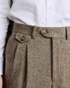 Pantalon à pinces en laine chevrons marron - 2