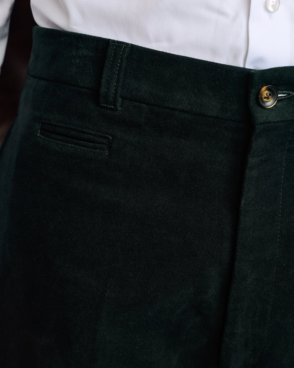 Pantalon jambe large en moleskine de coton vert - 2