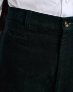 Pantalon jambe large en moleskine de coton vert - 2