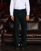 Pantalon jambe large en moleskine de coton vert - 1