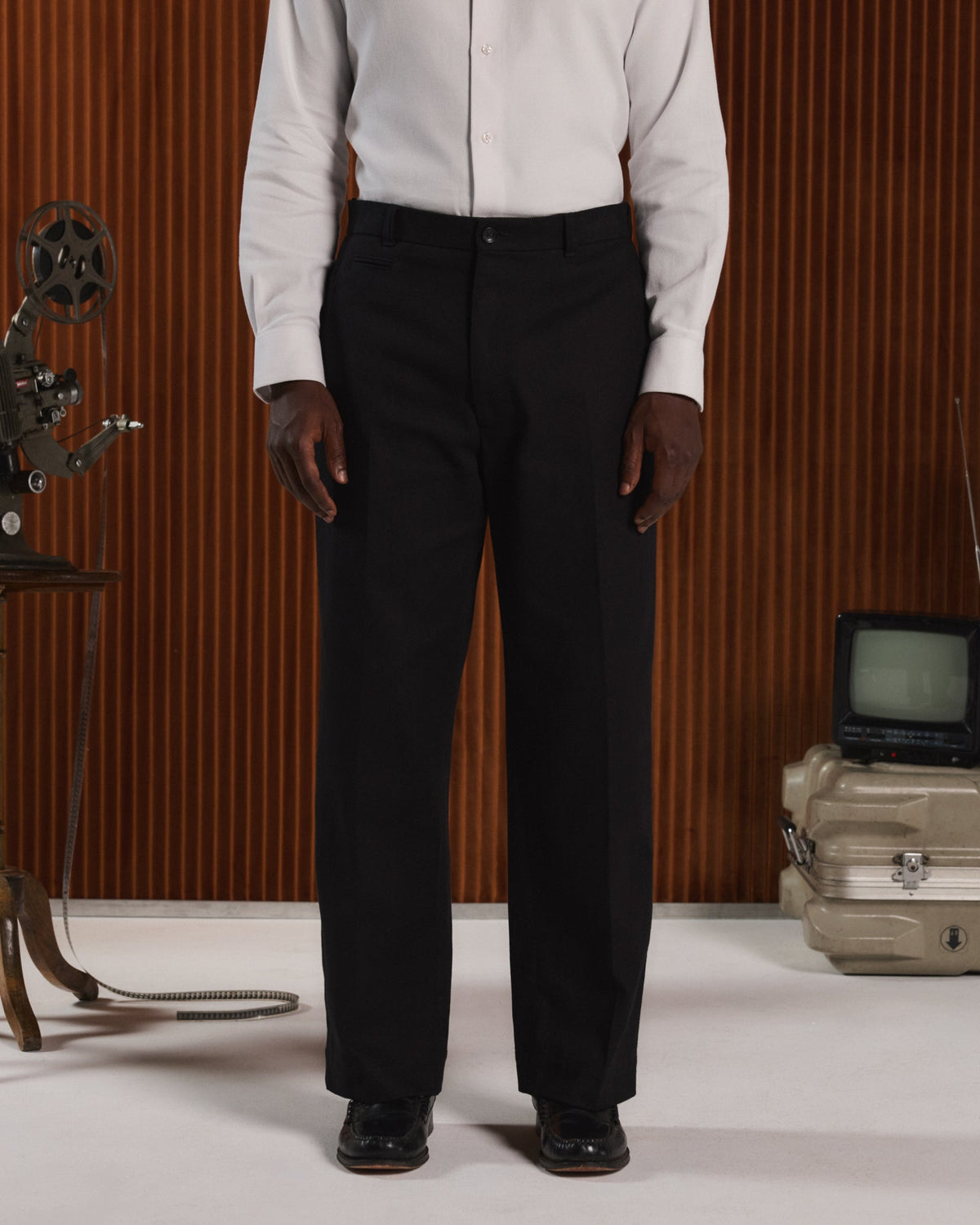 Pantalon jambe large en moleskine de coton vert - 3