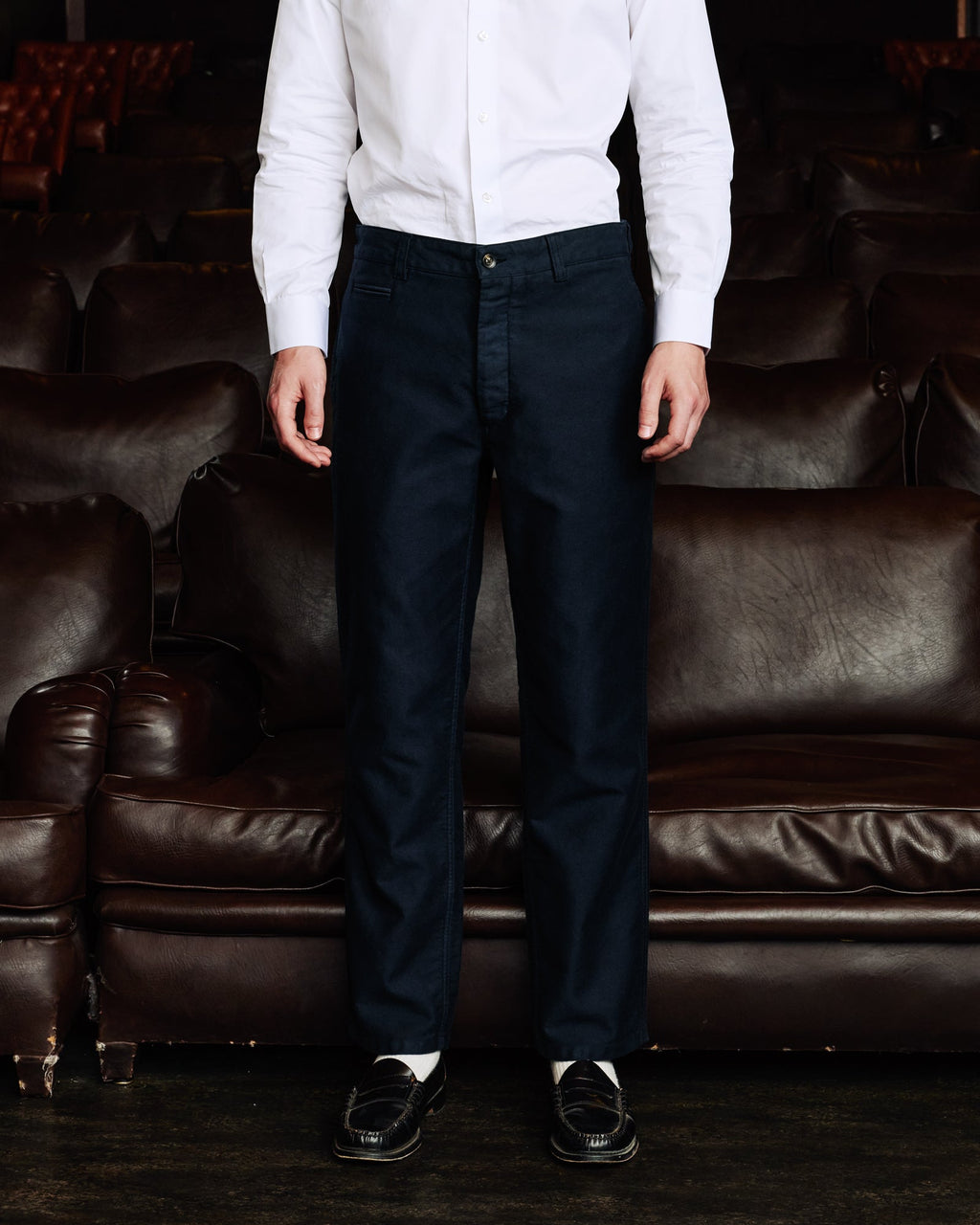 Pantalon casual en coton marine - 1