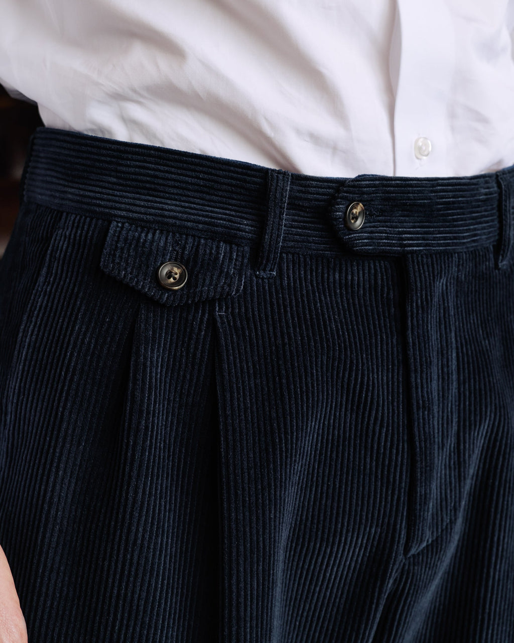 Pantalon double plis en velours côtelé sauge - 6