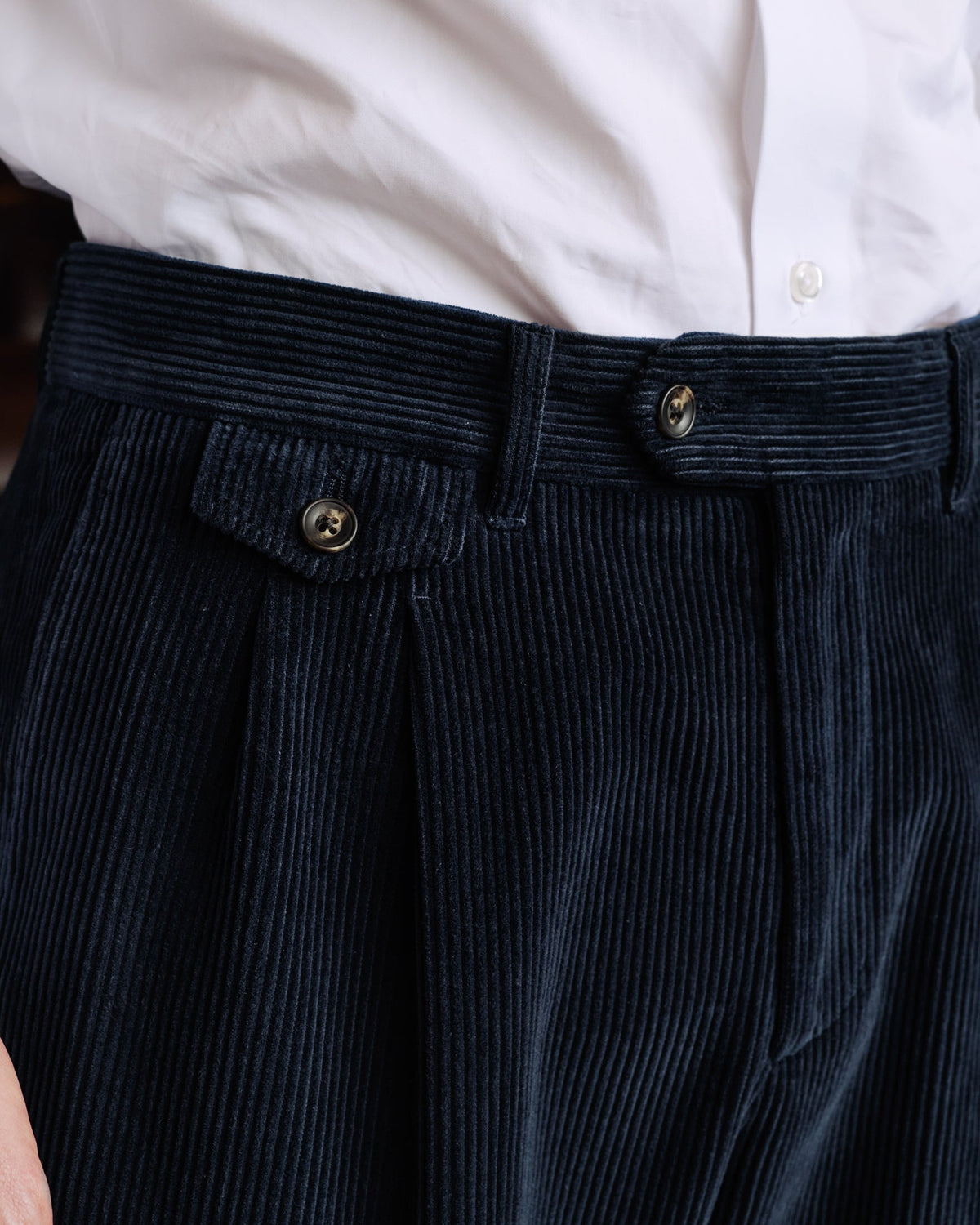 Pantalon double plis en velours côtelé sauge - 6