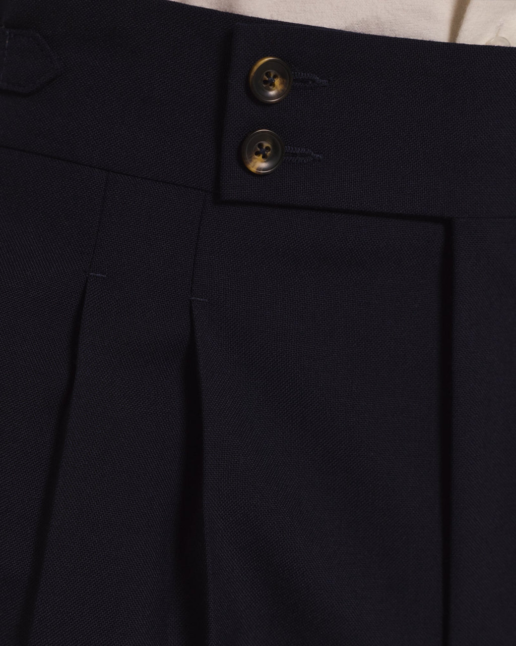 Pantalon à double plis en laine marine triple retors - 2