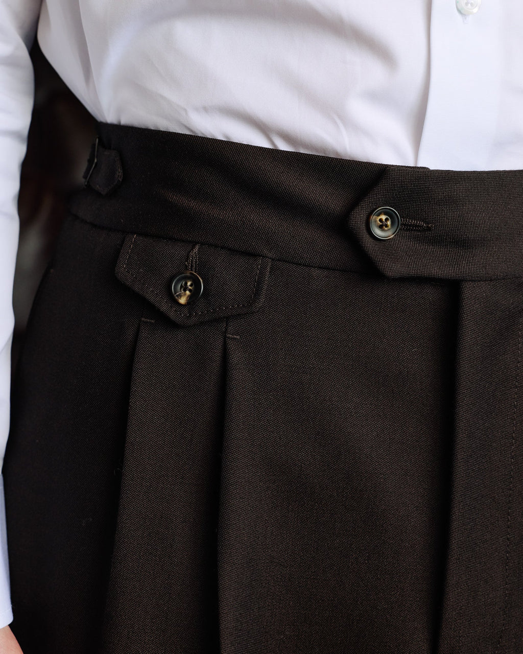 Pantalon à pinces en laine Loden vert - 4
