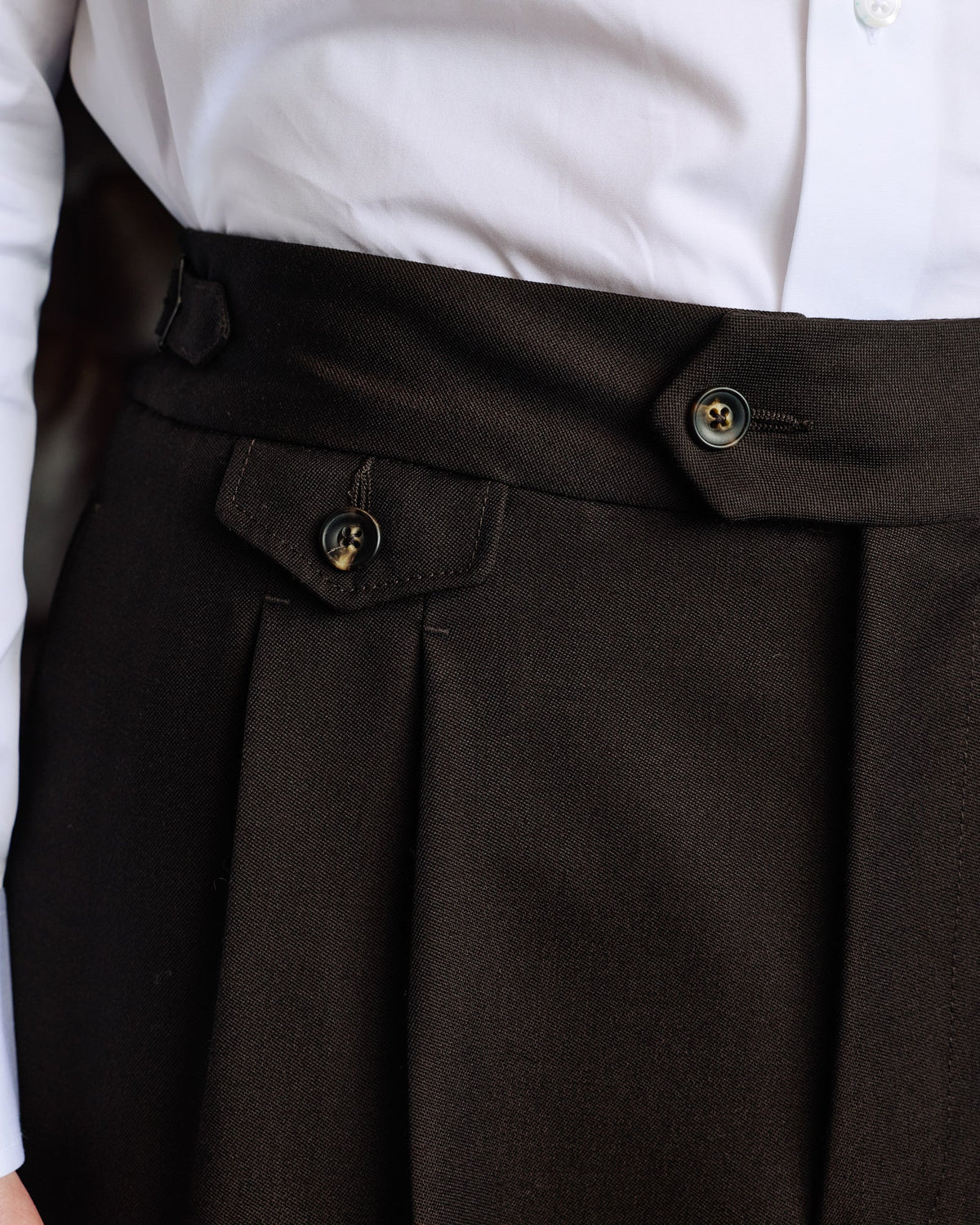Pantalon à pinces en laine Loden vert - 4