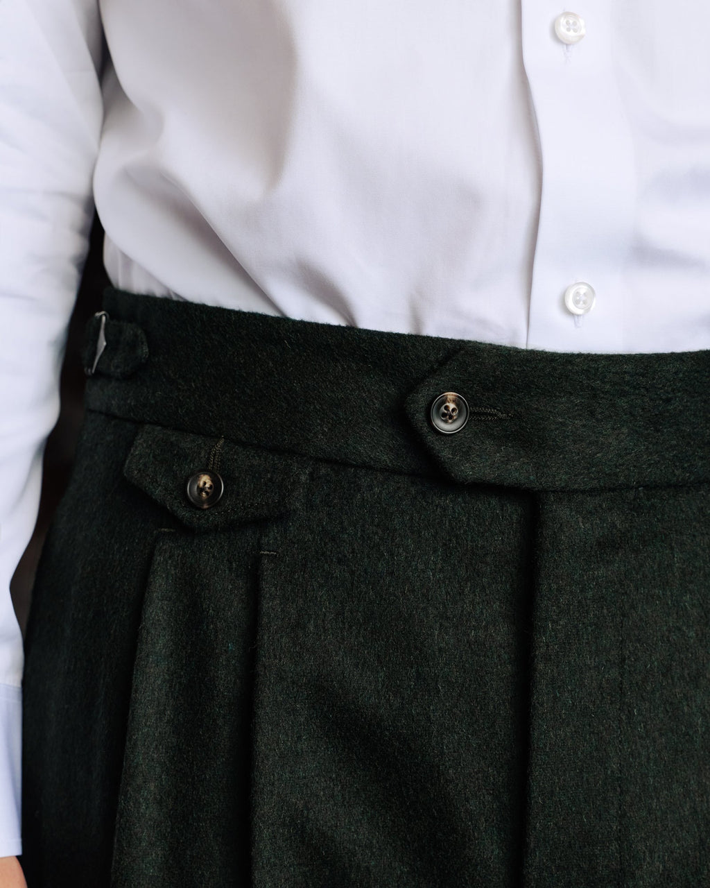 Pantalon à pinces en laine Loden vert - 2