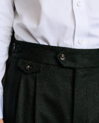 Pantalon à pinces en laine Loden vert - 2