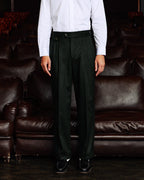 Pantalon à pinces en laine Loden vert - 1