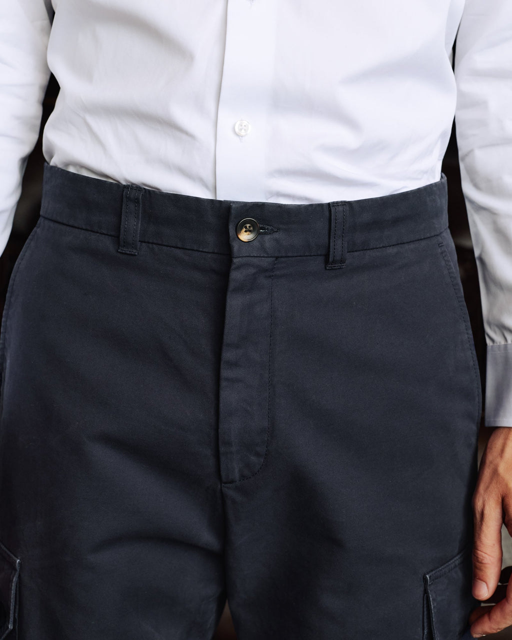 Pantalon cargo en coton beige - 4