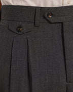 Pantalon à pinces en laine marine - 4