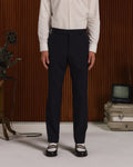 Pantalon droit en laine marine - 1