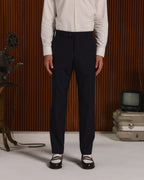 Pantalon droit en laine marine - 1