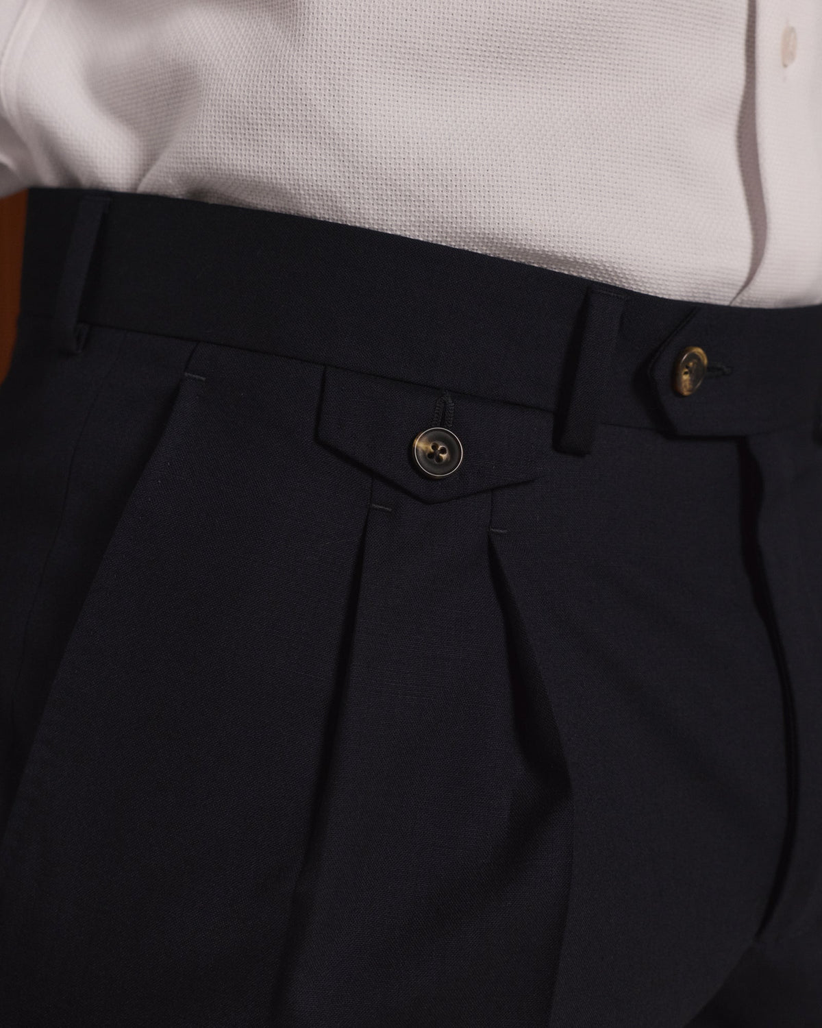 Pantalon à pinces en laine marine - 2