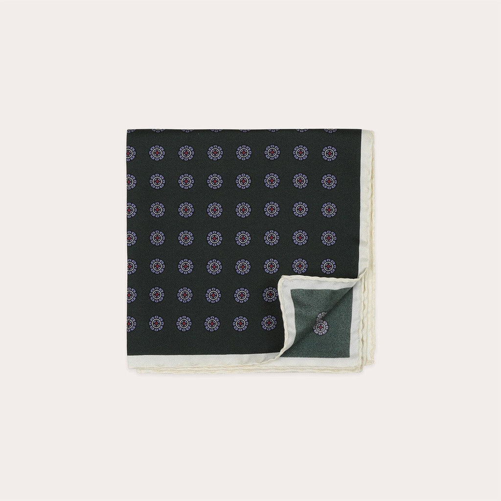 Pochette en soie verte à motifs - 2