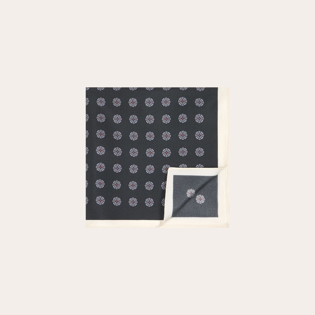 Pochette en soie marine à motifs - 2