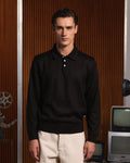Polo manches longues en laine marron - 1