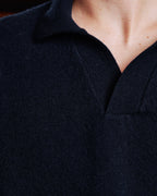 Pull à col polo en laine mérinos écru - 6