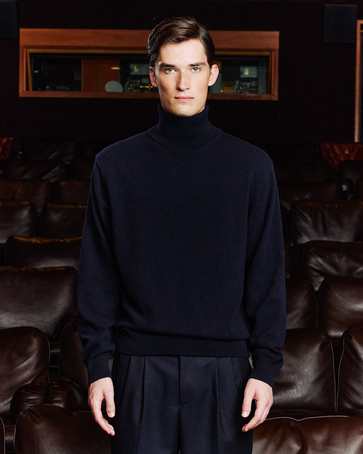 Pull col roulé en laine extrafine vert - 3