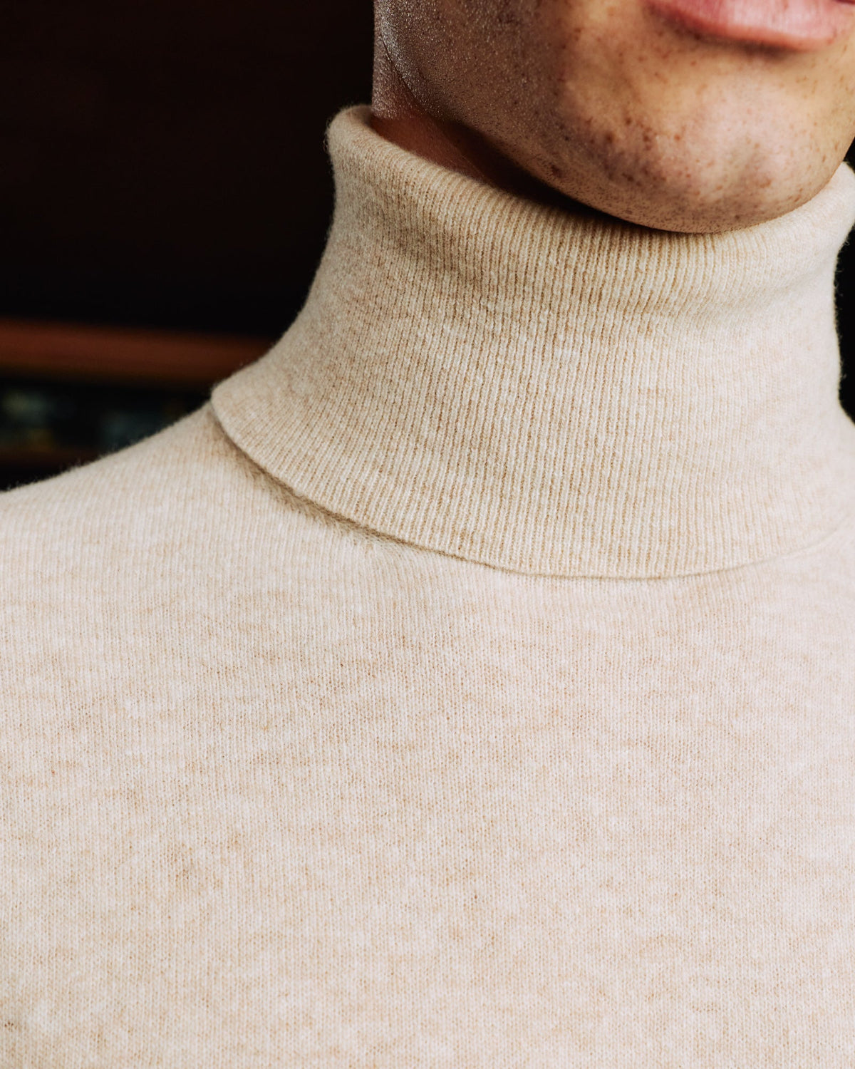 Pull col roulé en laine extrafine vert - 6