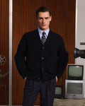 Cardigan en laine extrafine marine - 1