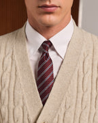 Cardigan torsadé en laine extrafine beige - 2