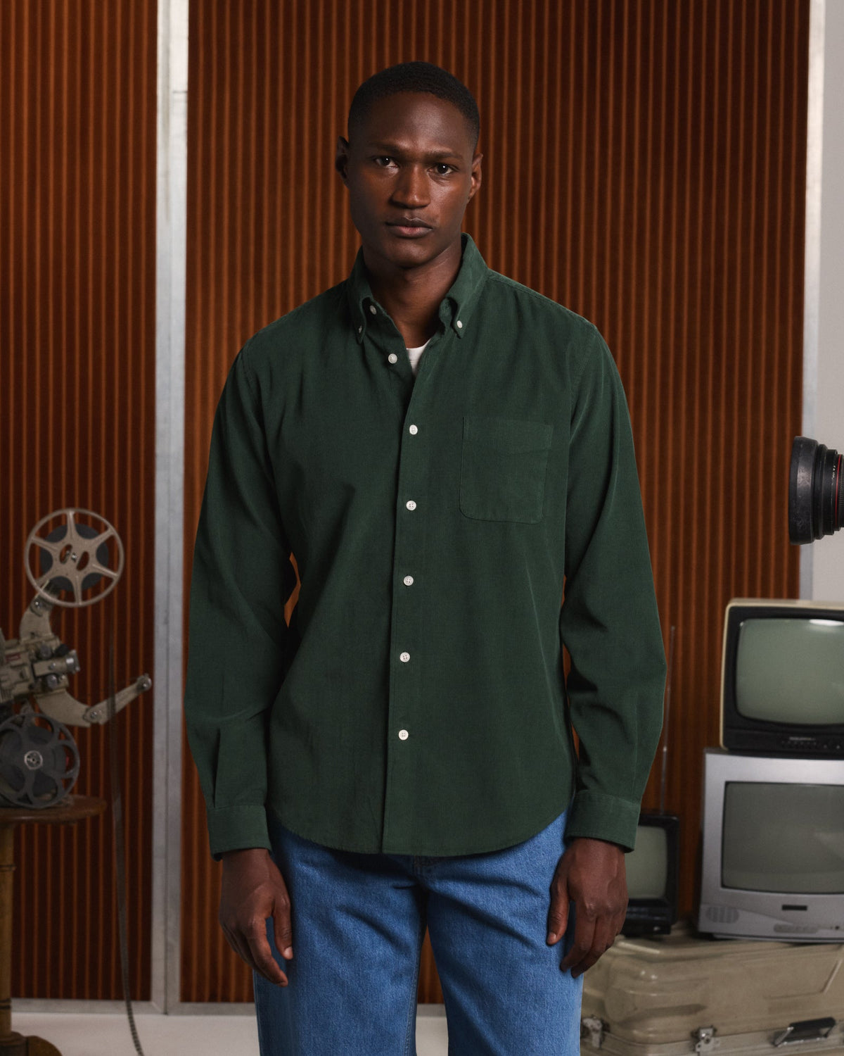 Chemise décontractée en velours côtelé bordeaux - 7