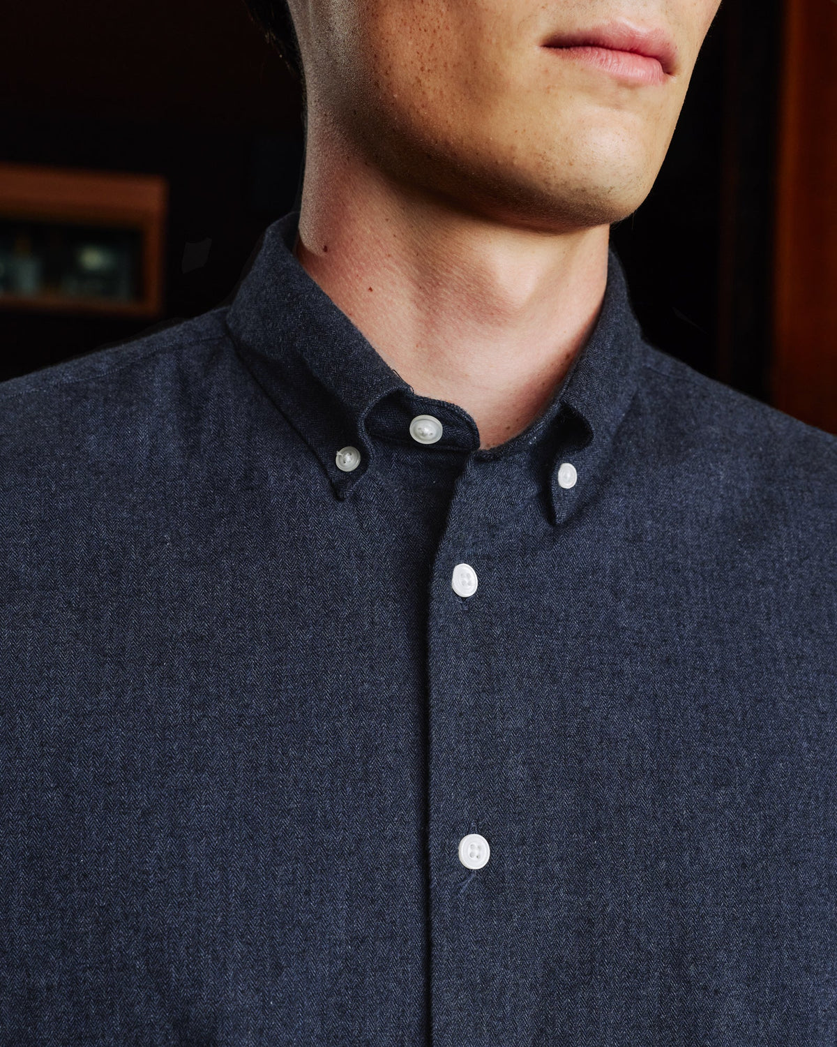Chemise en flanelle à micro-chevrons bleu nuit - 2