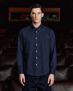 Chemise en flanelle à micro-chevrons bleu nuit - 1