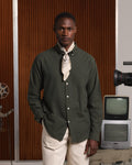 Chemise en flanelle verte à micro-chevrons - 1