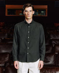 Chemise en flanelle de coton et laine vert rayé - 1