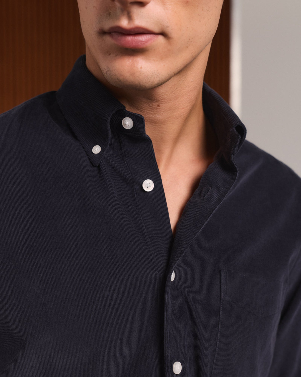 Chemise décontractée en velours côtelé bordeaux - 6
