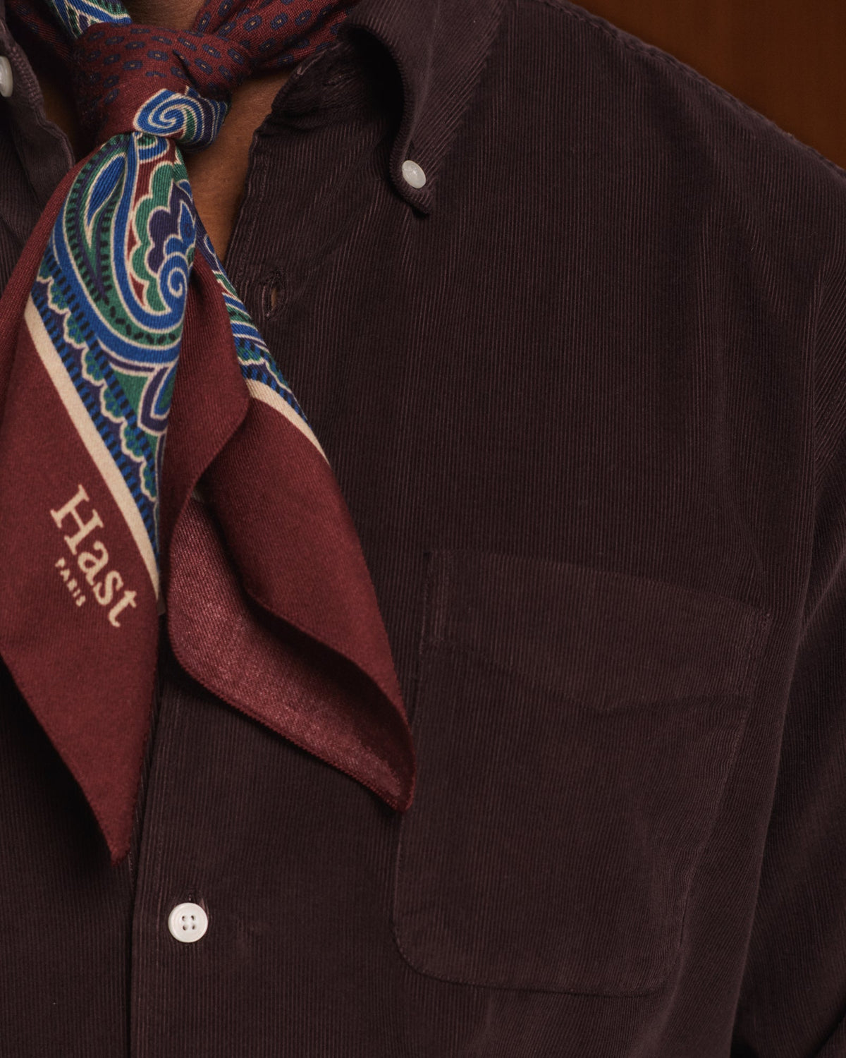 Chemise décontractée en velours côtelé bordeaux - 2