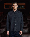 Chemise en flanelle de coton carreaux marine - 1
