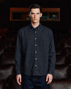 Chemise en flanelle de coton carreaux marine - 1
